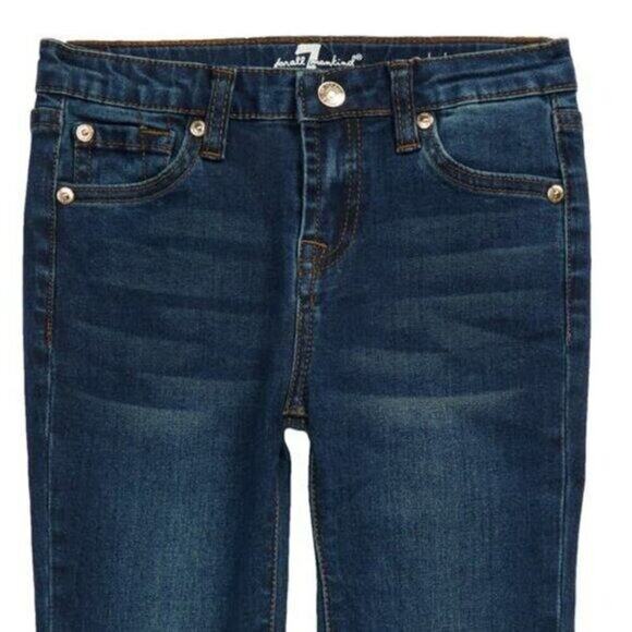 New! 7 FOR ALL MANKIND Big Girls Dark Wash Stretch Denim Skinny Jeans - Picture 3 of 8